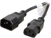 Coboc PW 18C13C14 3 BK 3ft 18AWG Computer Power Cord Extension Cable w 3 Conductor PC Monitor IEC320C13 to IEC320 C14 Black