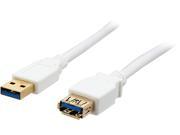 Coboc CY U3 AAMF 10 WH 10 ft. SuperSpeed 5Gbps USB 3.0 A Male to A Female Extension Cable Gold Plated White