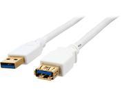 Coboc CY U3 AAMF 15 WH 15 ft. SuperSpeed 5Gbps USB 3.0 A Male to A Female Extension Cable Gold Plated White