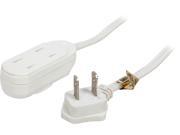 Coboc Model PW 16SL115P3R 6 WH 6 ft. 16AWG Slender Flat Plug Polarized 2 prong to 3 Outlet Wall Hugger Household Extension Cord