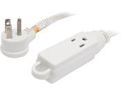 Coboc Model PW 16SL515P3R 6 WH 6ft 16AWG Slender Flat Plug Grounded 3 prong to 3 Outlet Wall Hugger Household Extension Cord NEMA 5 15P 3 x 5 15R White