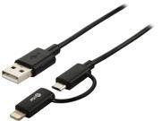 UpStar Apple Certified 2 In 1 Lightning MicroUSB cable 2 USB 3.28 BLK