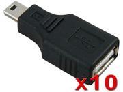 Insten 1182976 10 X USB 2.0 Type A to Mini USB 5 Pin Type B Female Male Adapter