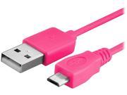 Insten 1530358 10 ft. Micro USB 2 in 1 Retractable Cable Hot Pink