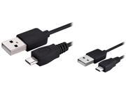 Insten 1542123 6 ft. Micro USB 2 in 1 Cable Black