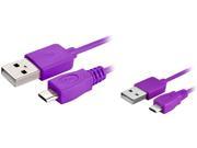 Insten 1542127 6 ft. Micro USB 2 in 1 Cable Purple