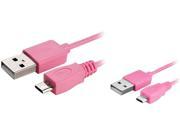 Insten 1542132 6 ft. Micro USB 2 in 1 Cable Pink