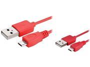 Insten 1542137 6 ft. Micro USB 2 in 1 Cable Red