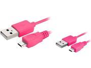 Insten 1542139 6 ft. Micro USB 2 in 1 Cable Hot Pink