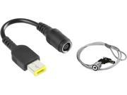 Insten Model 1966274 Carbon Power Cable Black for IBM ThinkPad With 3ft NoteBook Laptop Security Cable Chain Lock Silver