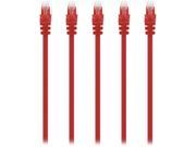 5 PACK 0.5 FT RJ45 CAT5E MOLDED ETHERNET NETWORK PATCH CABLE RED Lifetime Warranty