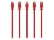 5 PACK 1 FT RJ45 CAT5E MOLDED ETHERNET NETWORK PATCH CABLE RED Lifetime Warranty