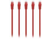 5 PACK 4 FT RJ45 CAT5E MOLDED ETHERNET NETWORK PATCH CABLE RED Lifetime Warranty
