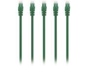 5 PACK 5 FT RJ45 CAT 6E 550MHZ MOLDED ETHERNET NETWORK PATCH CABLE GREEN Lifetime Warranty