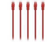 5 PACK 5 FT RJ45 CAT5E MOLDED ETHERNET NETWORK PATCH CABLE RED Lifetime Warranty