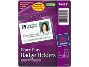Secure Top Heavy Duty Badge Holders Horizontal 4w x 3h Clear 25 Pack