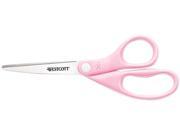 Westcott BCA All Purpose Scissors 8 Overall Length Straight left right Stainless Steel Plastic Pink