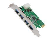 SYBA USB 3.0 4 External Ports PCI e Controller Card with Molex Power Feed Etron Chipset Model SY PEX20136