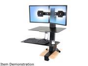 Ergotron 33 349 200 WorkFit S Sit Stand Workstation for Dual Displays w Worksurface Large Keyboard Tray black polished aluminum