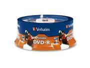 Verbatim 4.7GB 16X DVD R Inkjet Printable Hub Printable 25 Packs 25Pkg DVD Recordable Media Model 96191