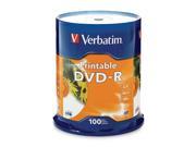 Verbatim 4.7GB 16X DVD R Inkjet Printable 100 Packs Disc Model 95153
