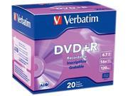 Verbatim 4.7GB 16X DVD R 20 Packs Disc Model 95038