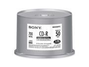 SONY 700MB 48X CD R Inkjet Printable 50 Packs Disc Model 50CDQ80PI3