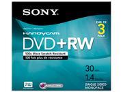 SONY Each Disc 1.4 GB 2X DVD RW 3 Packs Disc with Hangtab Model 3DPW30R2HC