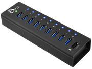 SIIG USB 3.0 9 Port HUB 1 Port 2.1A Charging with 12V 5A Power Adapter