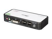 LINKSKEY LDV 242AUSK 2 Port DVI USB Compact Audio Mic Hub KVM Switch w Cables