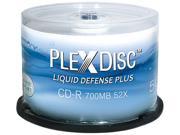 PlexDisc 700MB 52X CD R Water Resistant Glossy White Inkjet Printable 50 Packs Spindle Disc Model 641 C04