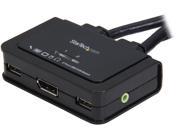 StarTech SV211DPUA 2 Port USB DisplayPort Cable KVM Switch w Audio and Remote Switch USB Powered