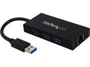 StarTech.com Aluminum 3 Port Portable USB 3.0 Hub with Gigabit Ethernet Adapter NIC ST3300GU3B