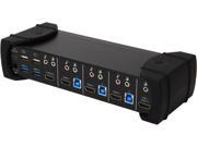 SYBA SY KVM31036 USB 3.0 4 port KVM Switch with 2 port USB 3.0 Hub Supports HDMI HML and Audio Connections