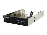 Aluminum front panel 2X USB 3.0 ports with 3.5 to 2X 2.5 bay converter device Black