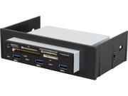 SYBA USB 3.0 Interface Plug Play 3.5 or 5.25 Multi I O Front Panel with USB 3.0 3 port Hub 6 slot