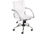 Flaunt Series Mid Back Manager s Chair White Leather chrome