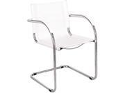 Flaunt Series Guest Chair White Leather chrome