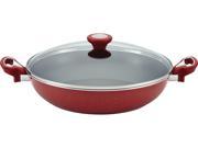 Farberware 12.5 in. Nonstick New Traditions Covered Skillet Red
