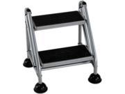 Rolling Commercial Step Stool 2 Step 19 7 10 Spread Platinum Black
