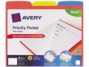 Priority Pocket File Folder, Letter, 1/3 Cut Tab Top, Assorted, 24/Pac