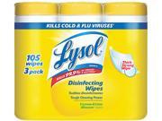 LYSOL Brand RAC82159 Disinfecting Wipes 7 x 8 Lemon and Lime Blossom 35 Canister 3 Pack