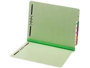 End Tab Folders Two Fasteners One Inch Expansion Letter Green 25