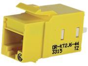 Ortronics Yellow Cat6 Keystone Jack With Lacing Cap Termination