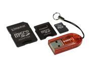 Kingston 2GB MicroSD Flash Card with 2 adapters (miniSD and full-size SD) and USB reader