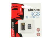 KINGSTON 4GB MICRO SDHC FLASH CARD W/ USB READER SALE