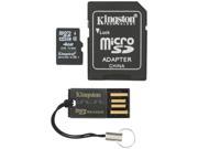 Kingston 4GB microSDHC Flash Card Bundle Kit with a full size SD adapter and USB reader Model MBLY4G2 4GB