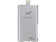 PQI iConnect [Apple MFi] 16GB Mobile Flash Drive w Lightning Connector for iPhones iPads iPod Mac PC USB 3.0 Silver Model 6I01 016GR1001