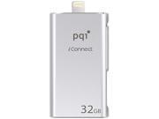 PQI iConnect [Apple MFi] 32GB Mobile Flash Drive w Lightning Connector for iPhones iPads iPod Mac PC USB 3.0 Silver Model 6I01 032GR1001