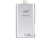 PQI iConnect [Apple MFi] 128GB Mobile Flash Drive w Lightning Connector for iPhones iPads iPod Mac PC USB 3.0 Silver Model 6I01 128GR1001